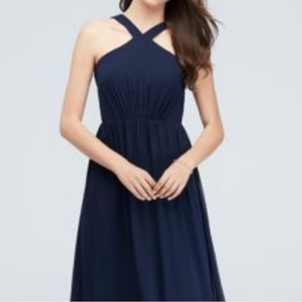 REVERIE navy blue short Y neck dress. Size 14.